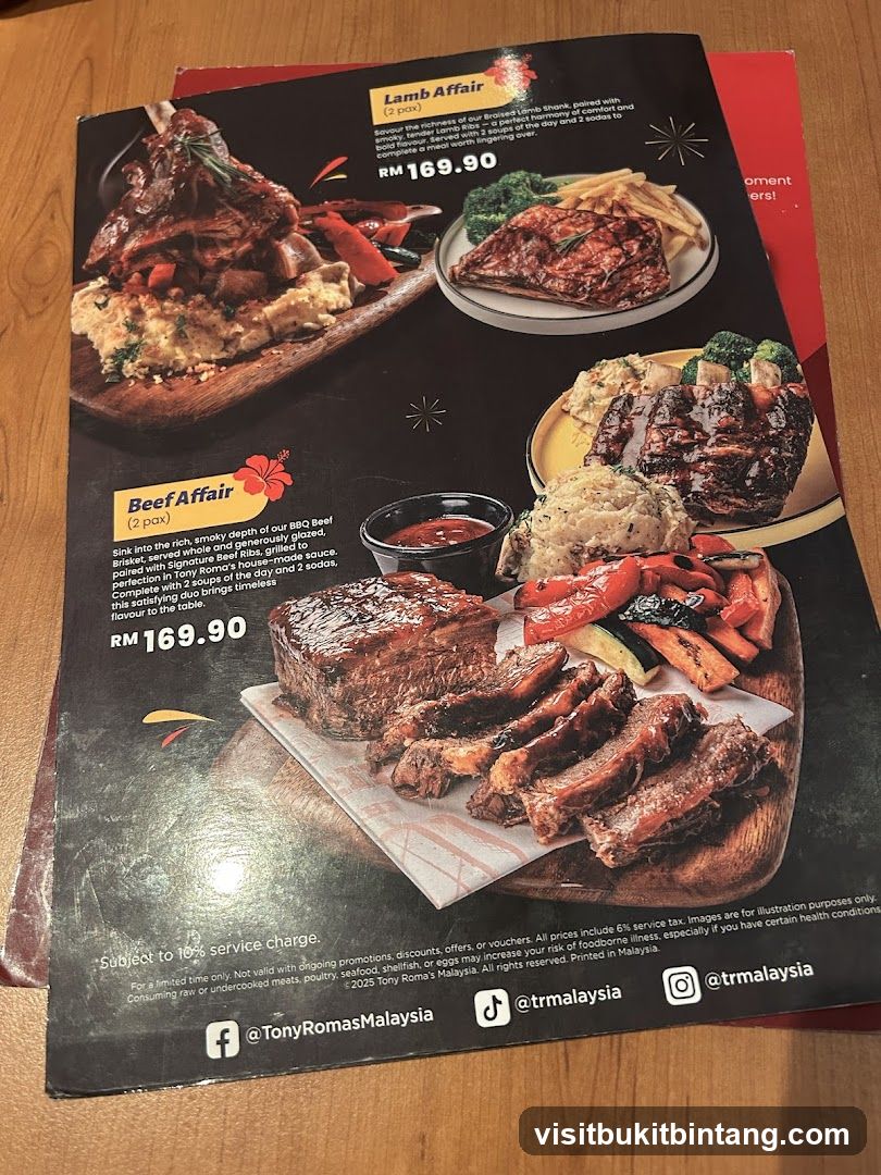 Tony Roma's Menu