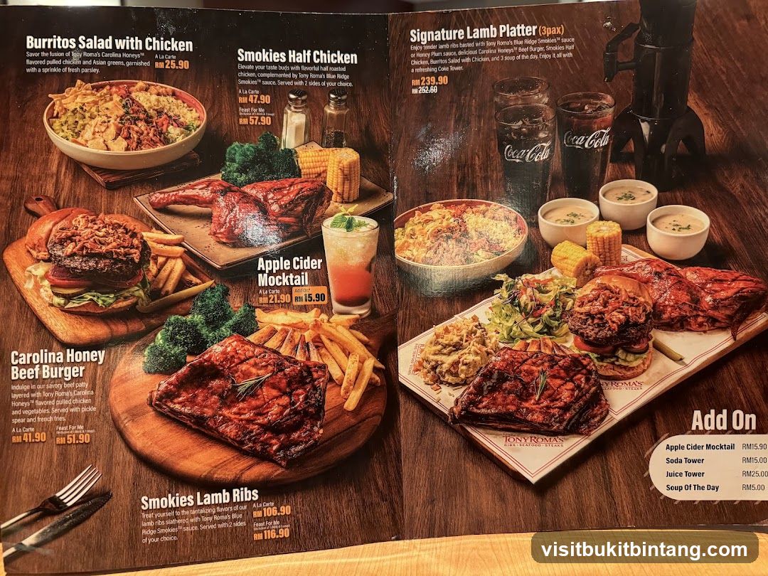 Tony Roma's Menu