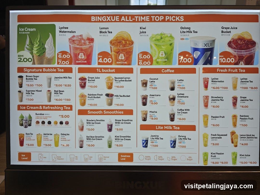 BINGXUE ALL-TIME TOP PICKS MENU BOARD
