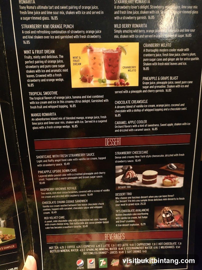 Tony Roma's Menu