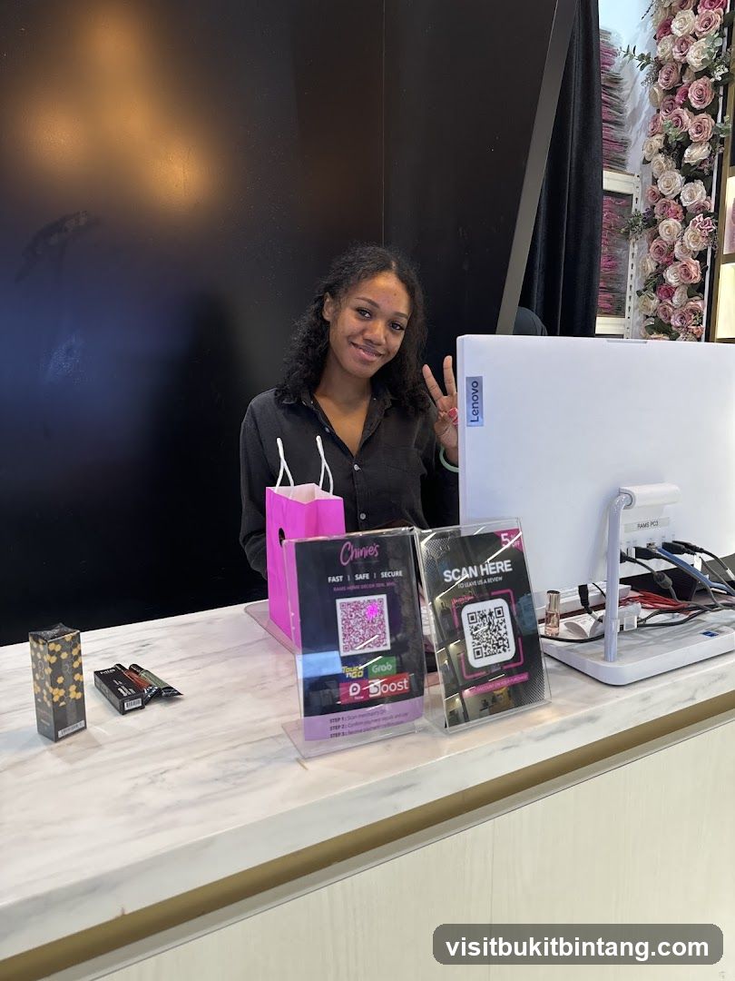 Counter with Staff and Promotional Signs