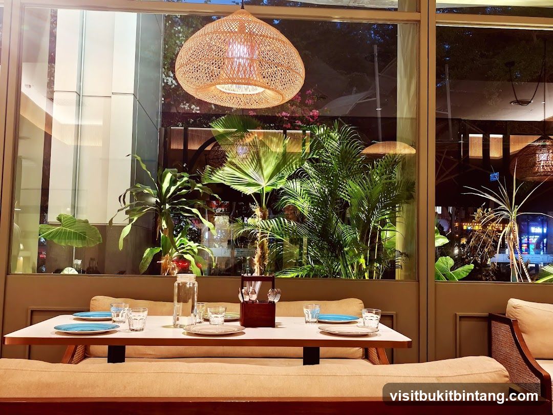 Restaurant Interior with Tropical Plants