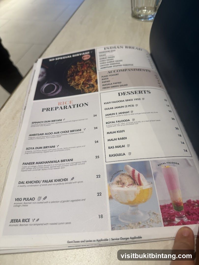 Indian Bread, Rice Preparation, Accompaniments, and Desserts Menu