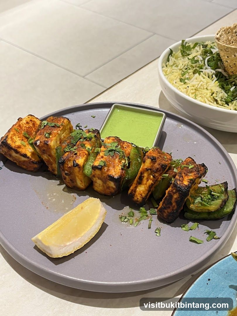 Paneer Tikka Skewers with Rice