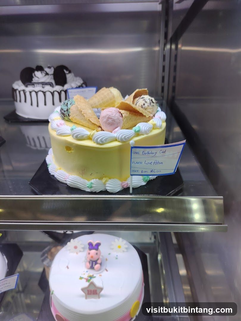 Cakes in a Display Case