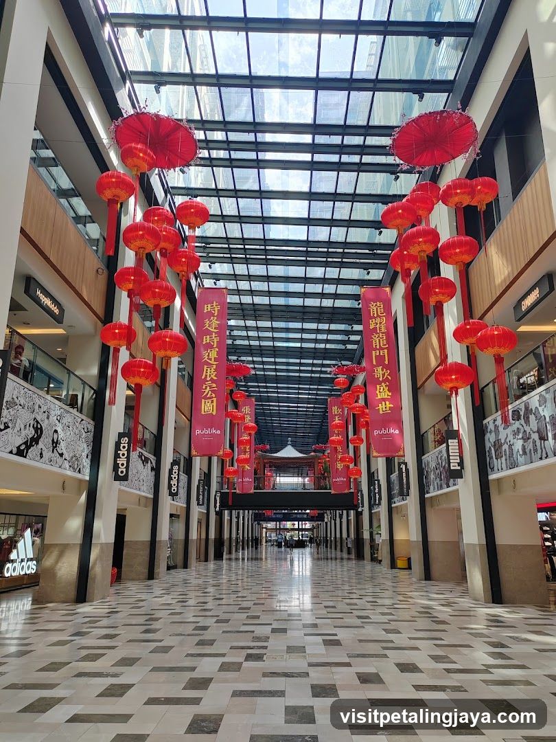 Shopping Mall Interior with Chinese New Year Decorations