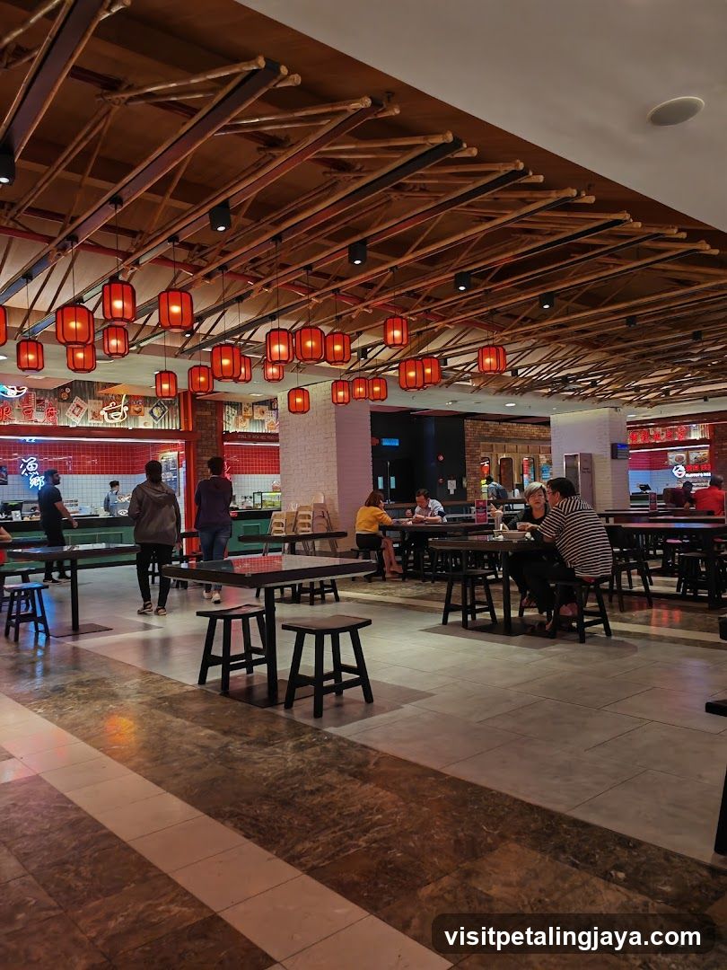 Restaurant Interior with Bamboo Ceiling and Red Lanterns