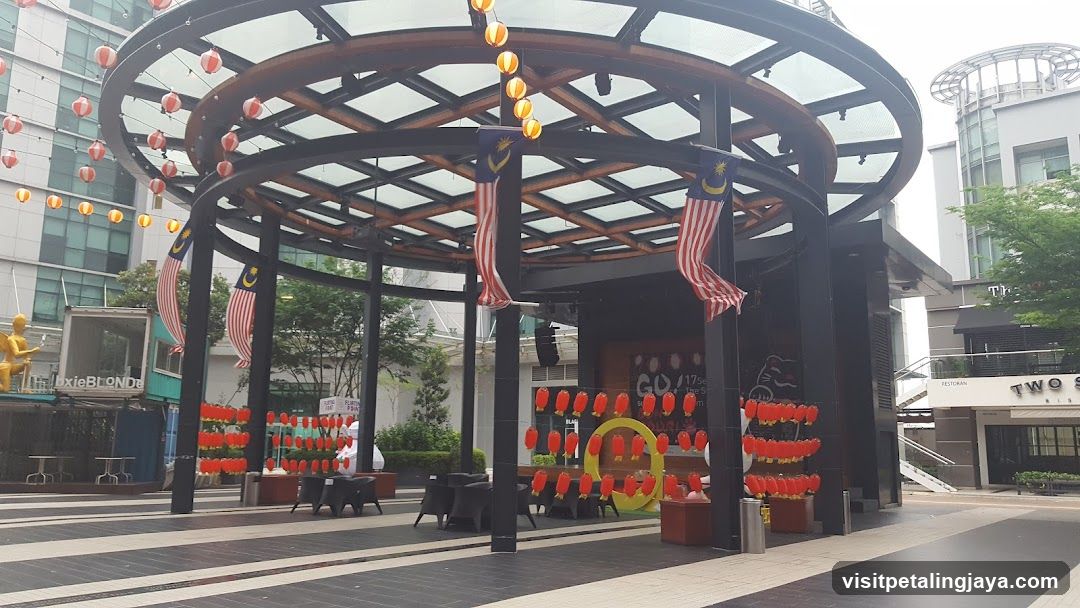 Outdoor Gazebo with Malaysian Flags and Decorations