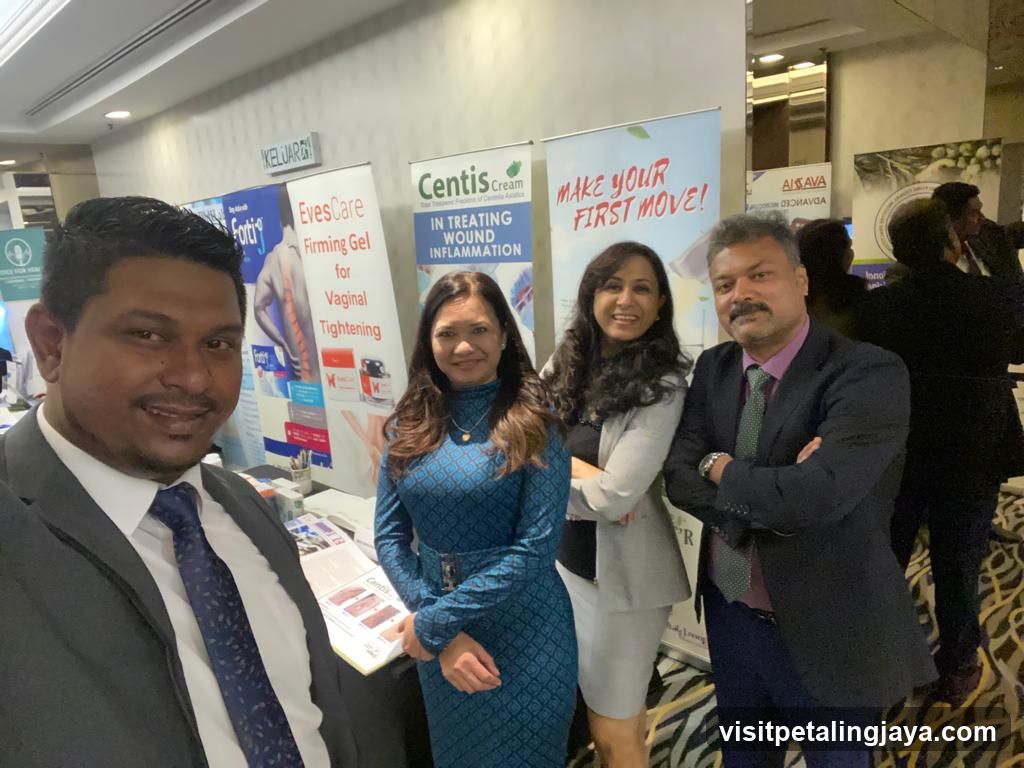 Exhibition Booth with Staff and Branding Materials