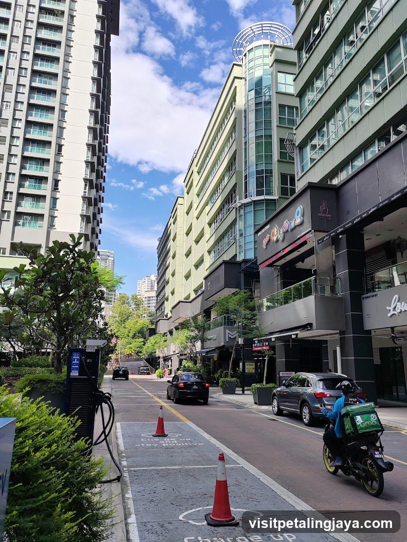 Urban Street Scene with Charging Stations