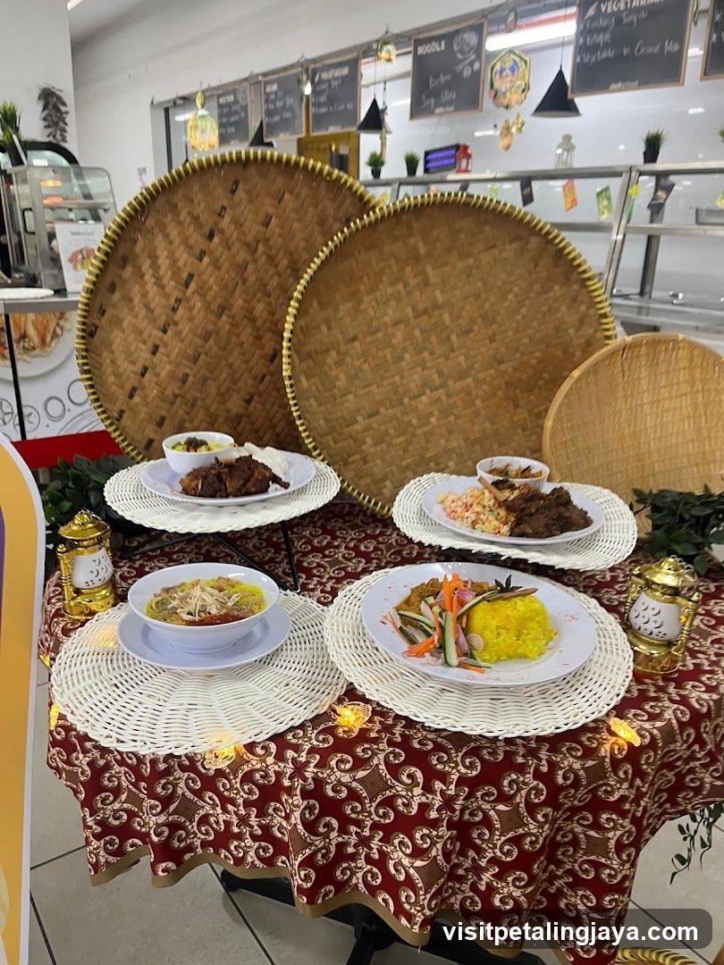 Food Display Table with Traditional Baskets