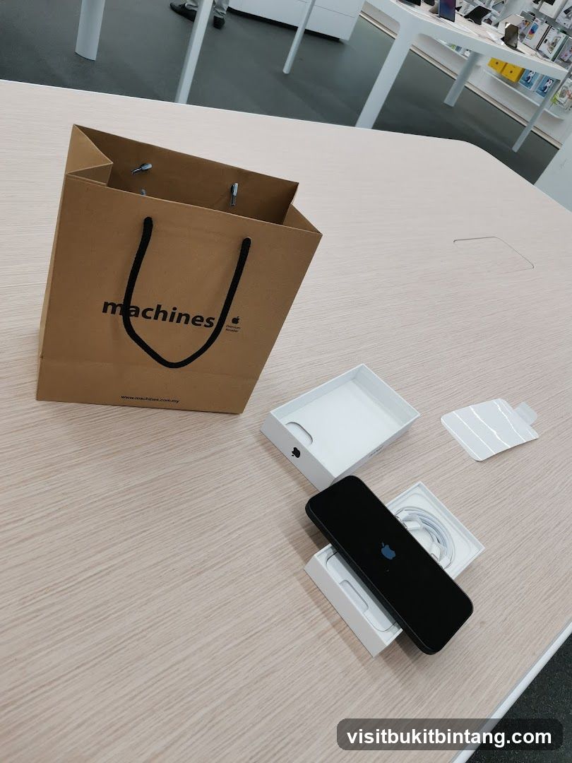 Unboxed iPhone with Shopping Bag