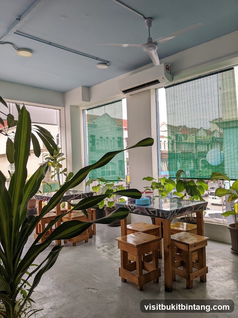 Indoor seating area with plants