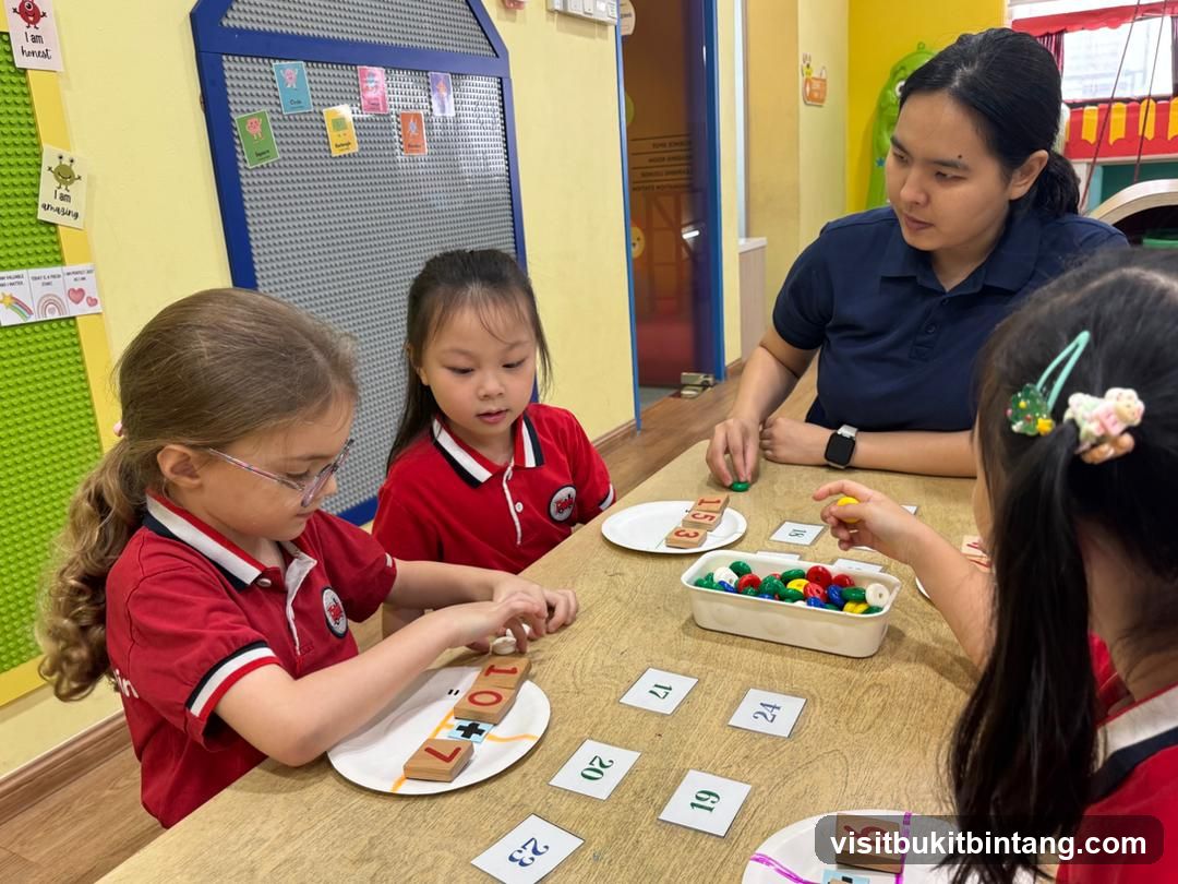 Children learning math with teacher