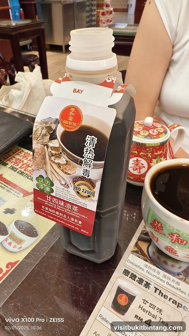 Herbal Tea Bottle and Menu