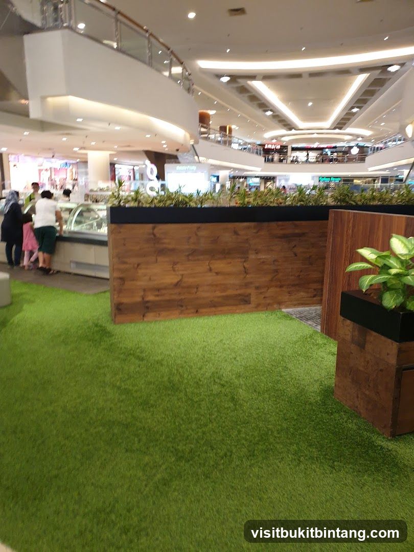 Indoor Mall Area with Green Carpet