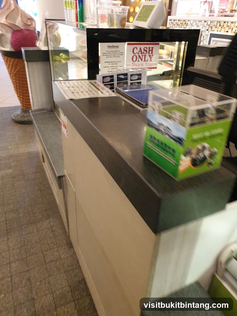 Counter with signage and donation box