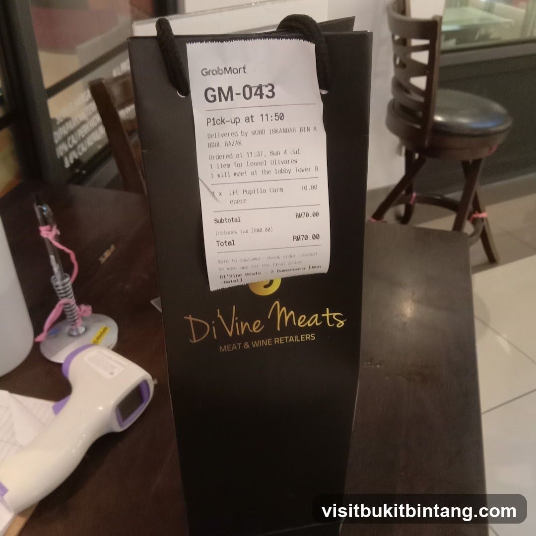 GrabMart Receipt for Divine Meats