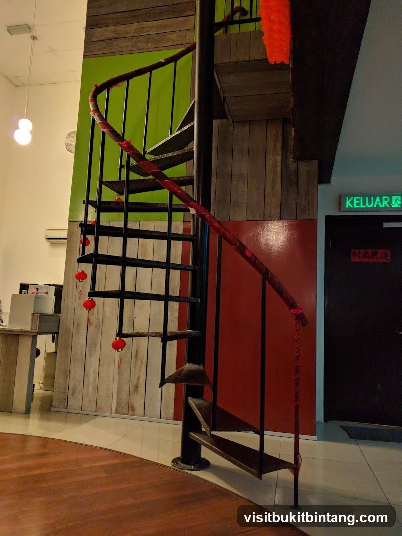 Spiral Staircase with Red Decorations