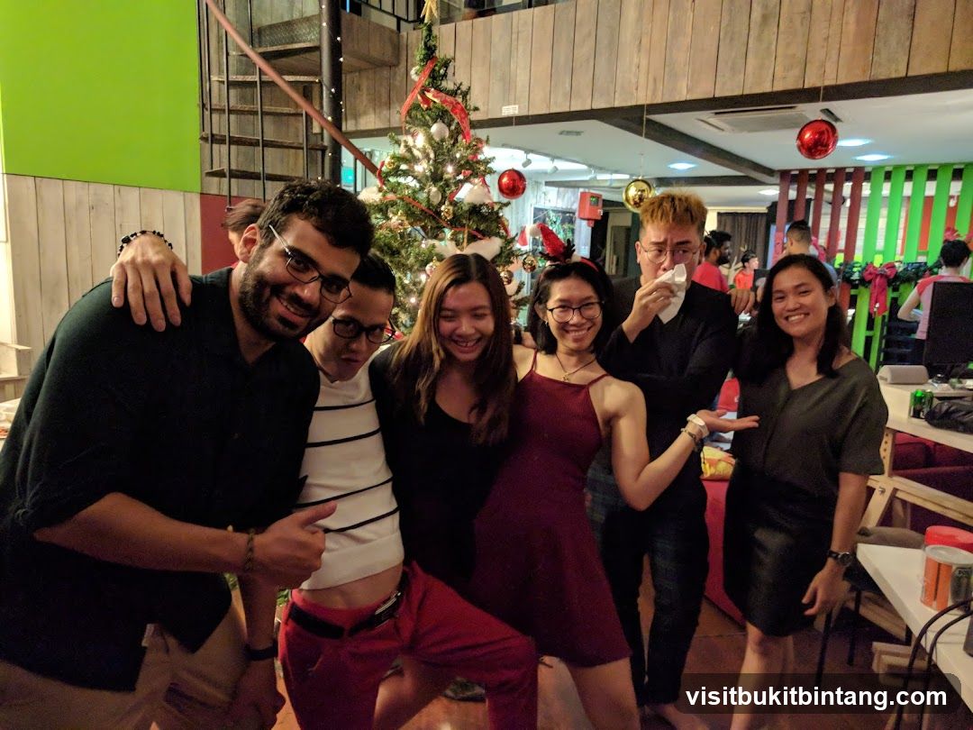 Group celebrating Christmas