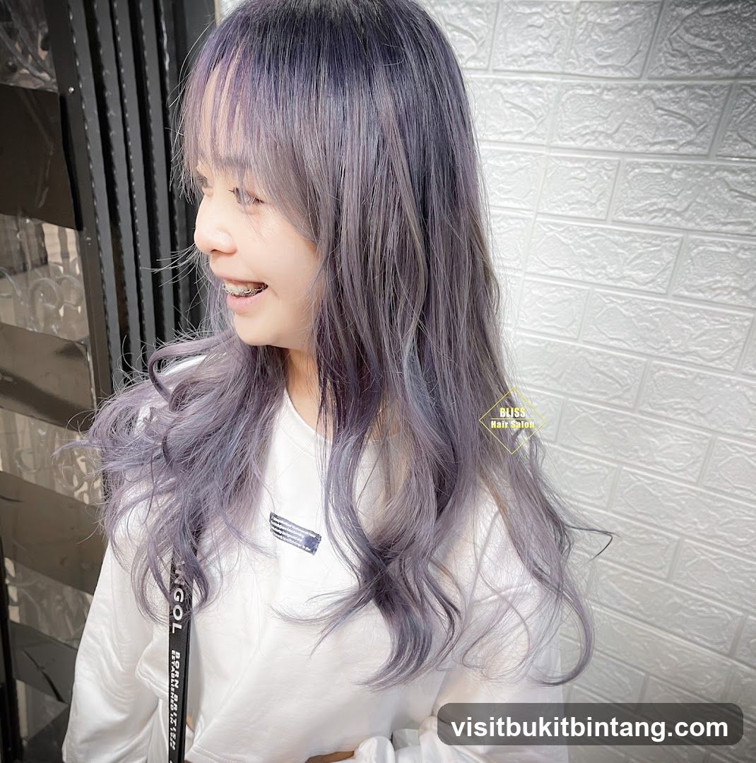 Woman with purple-grey hair