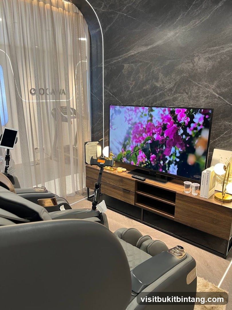 Massage Chairs and Entertainment Area