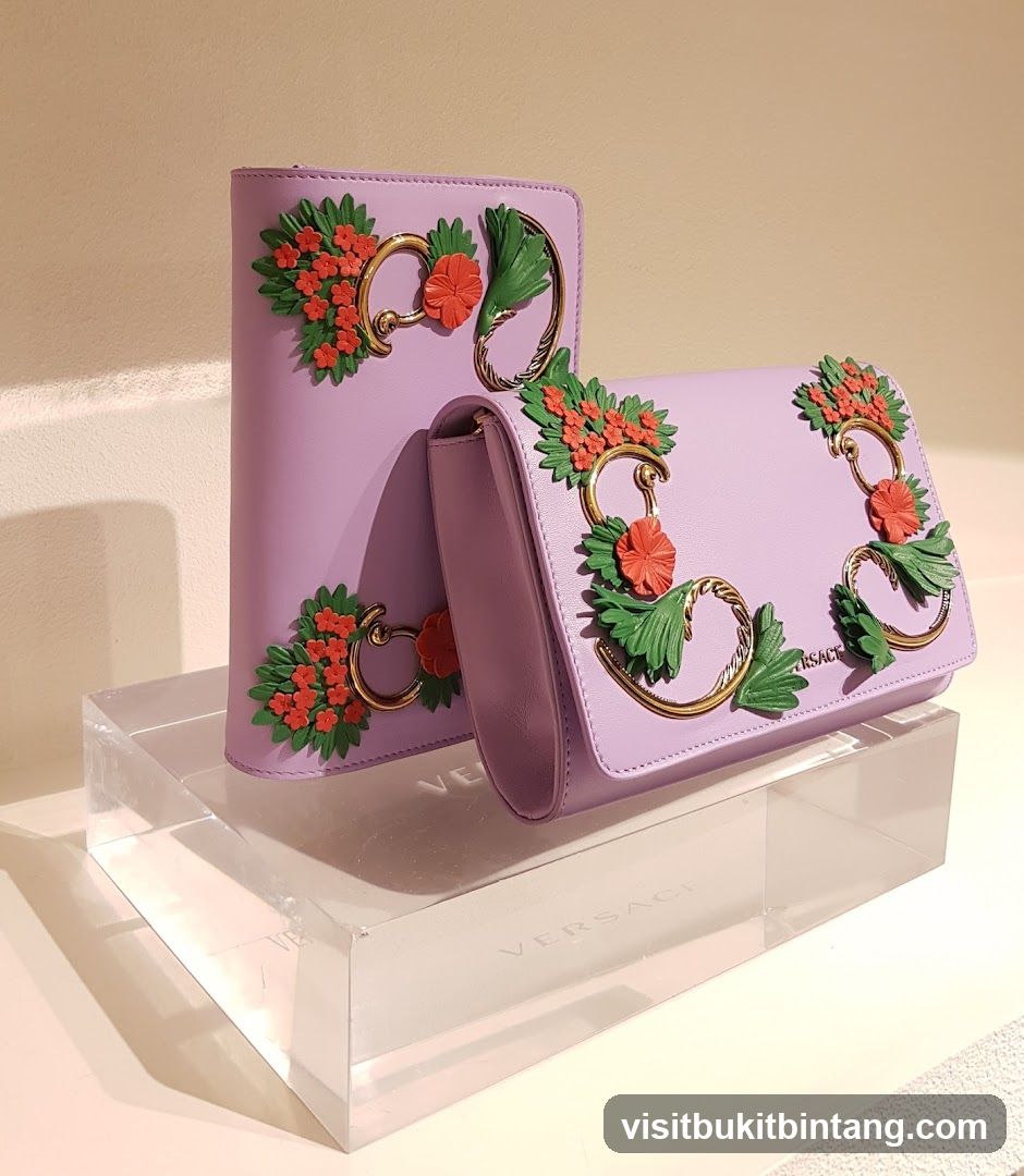 Purple Purses with Floral Embellishments