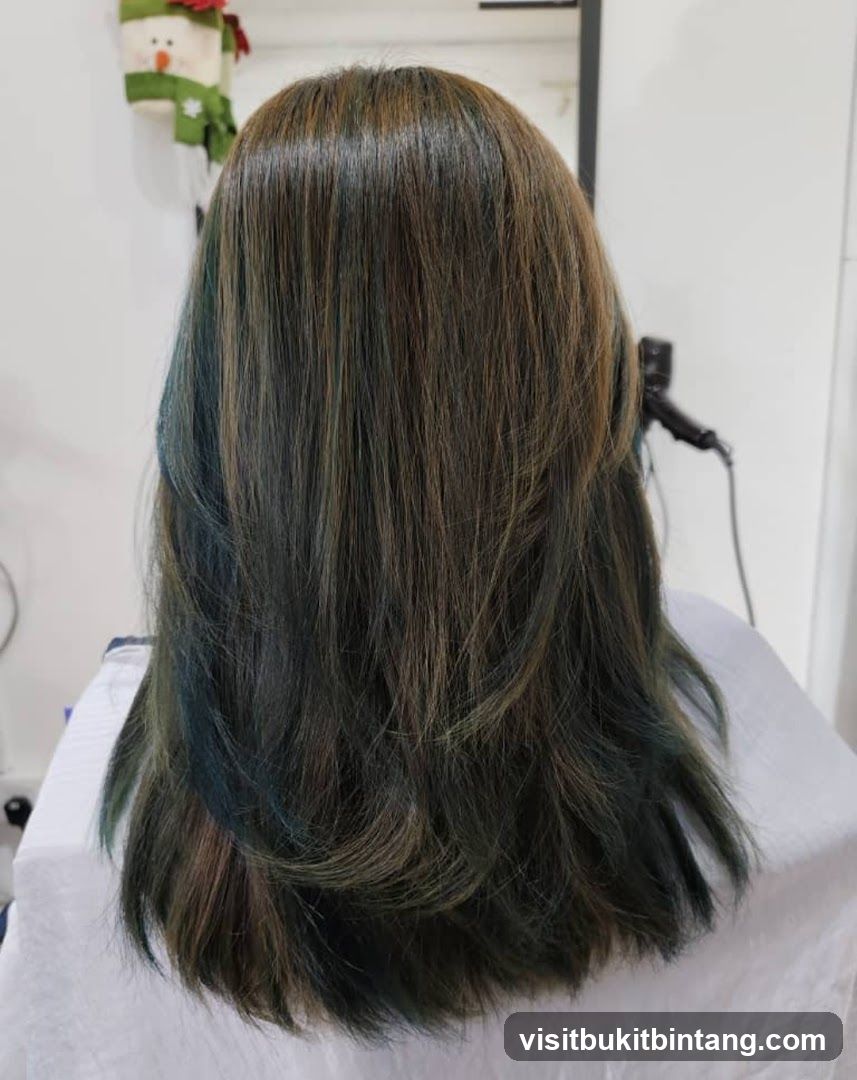 Woman's Hair with Teal Highlights