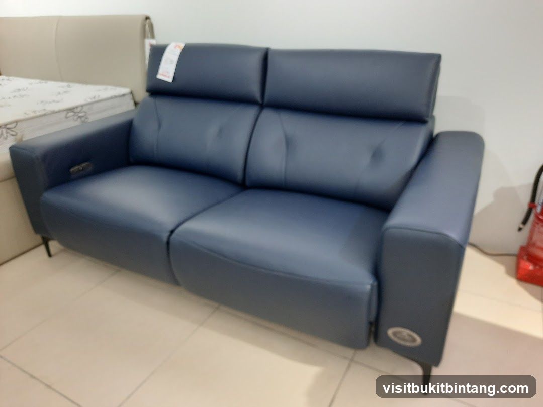Blue Reclining Sofa