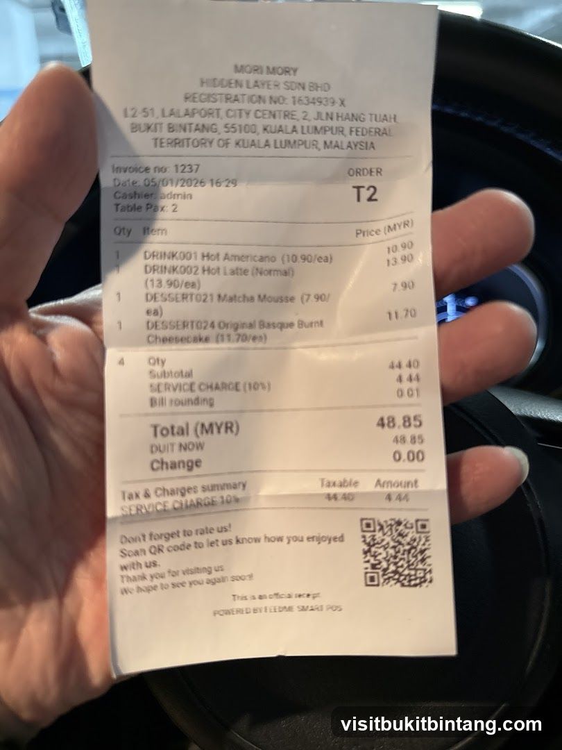 Receipt from Mori Mory