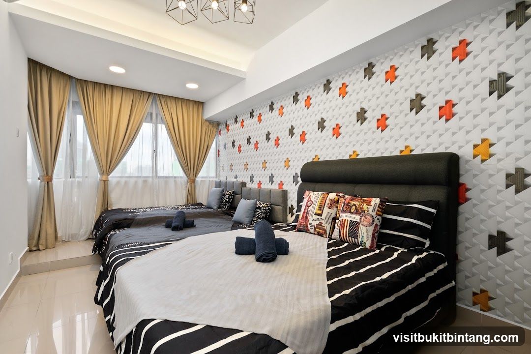 Modern Bedroom with Multiple Beds