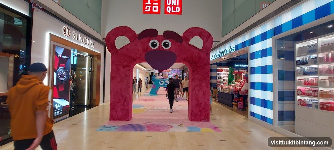 Mall interior with character archway