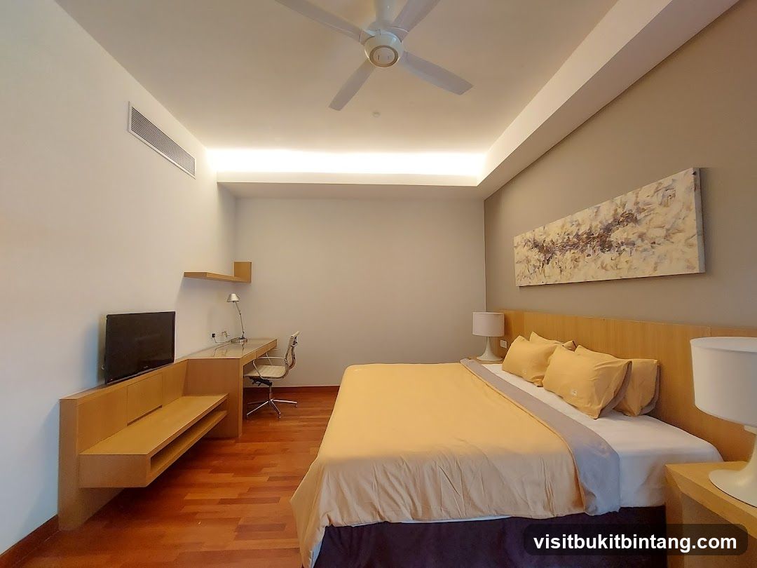 Modern Bedroom with Desk and TV