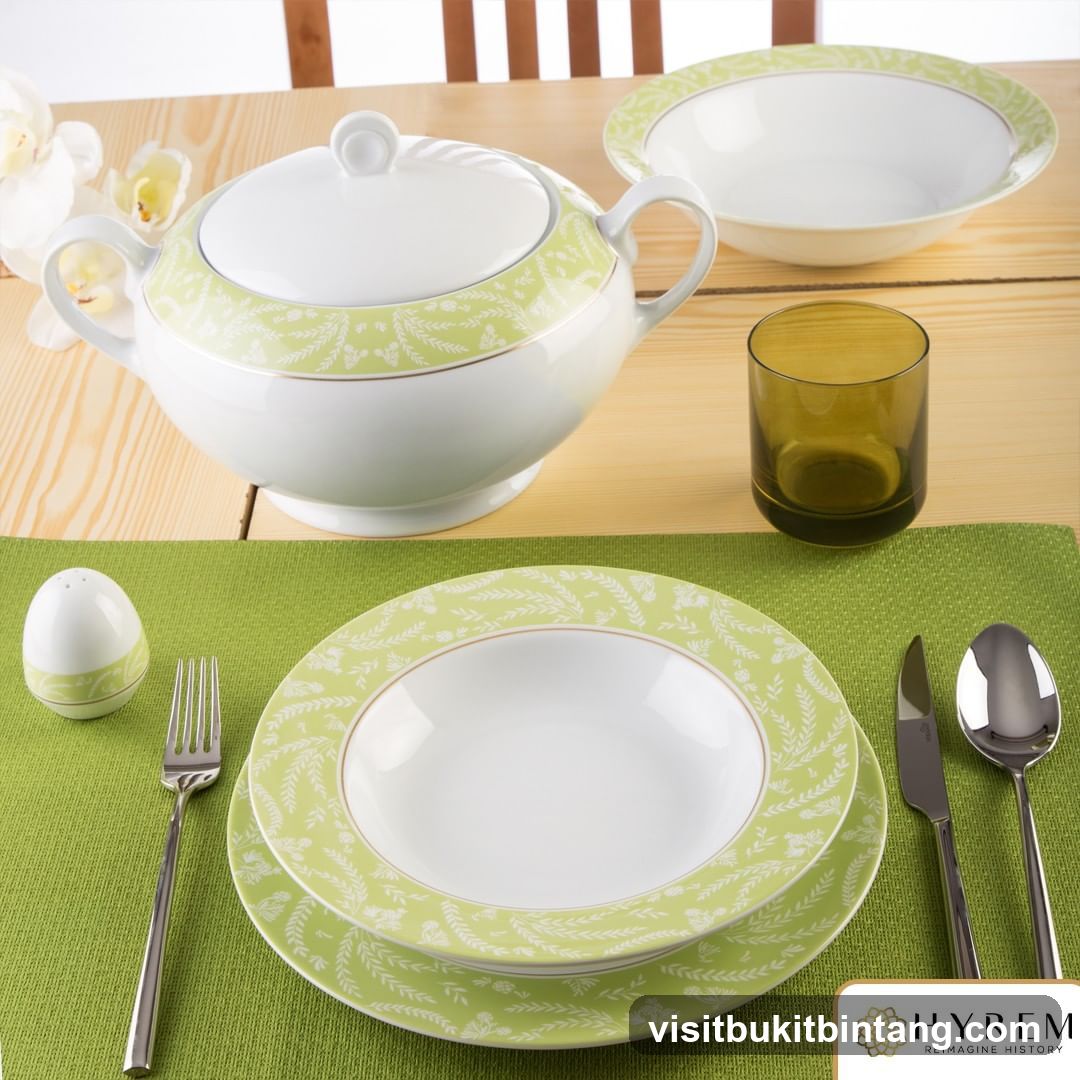 Table Setting with Floral Patterned Dinnerware