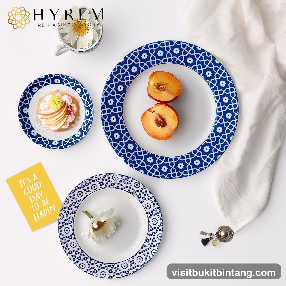 Tableware with fruit and dessert