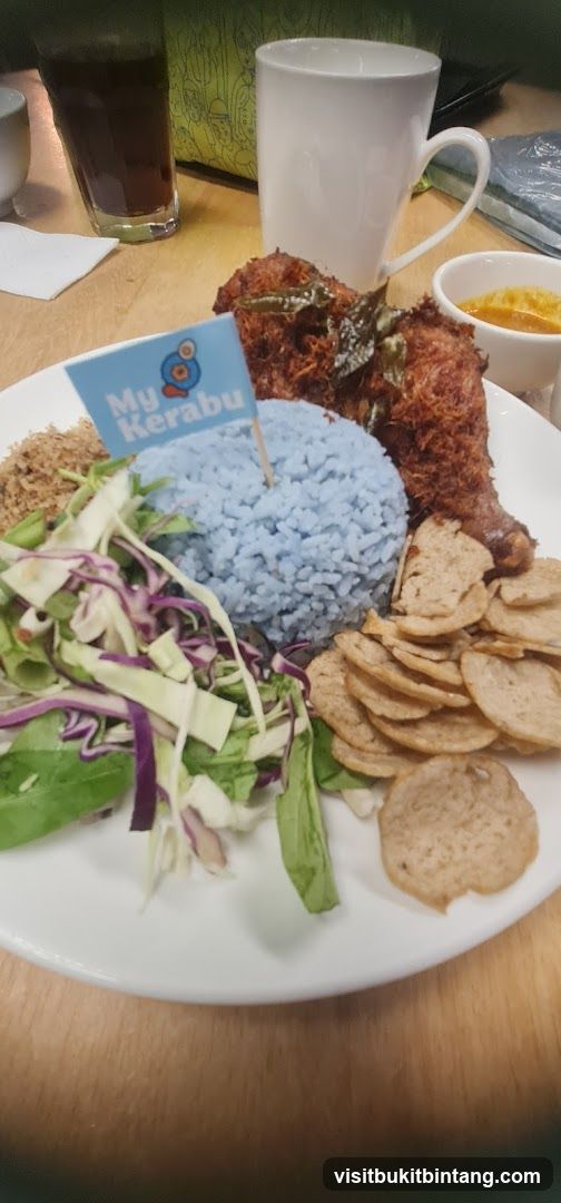 Nasi Kerabu with Fried Chicken