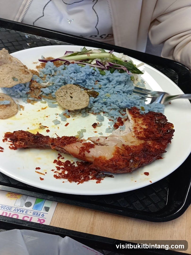 Fried Chicken with Blue Rice