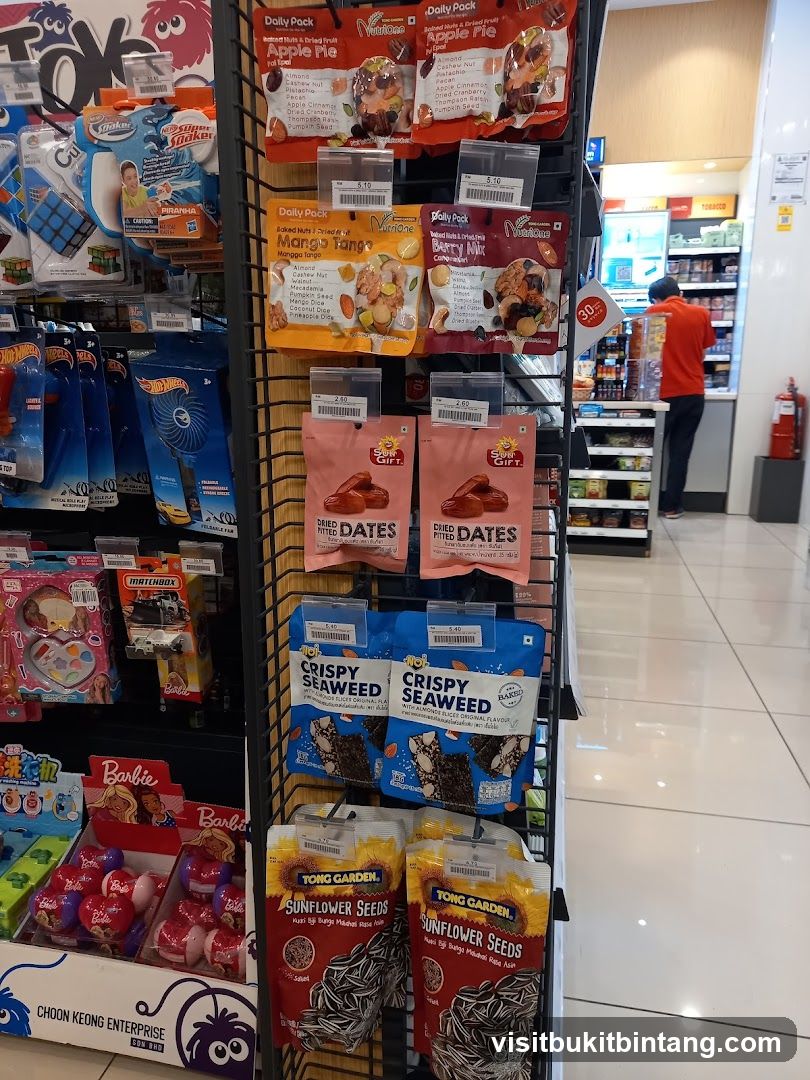 Snack aisle in a convenience store