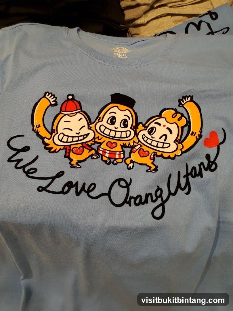 Light Blue T-Shirt with Cartoon Monkeys