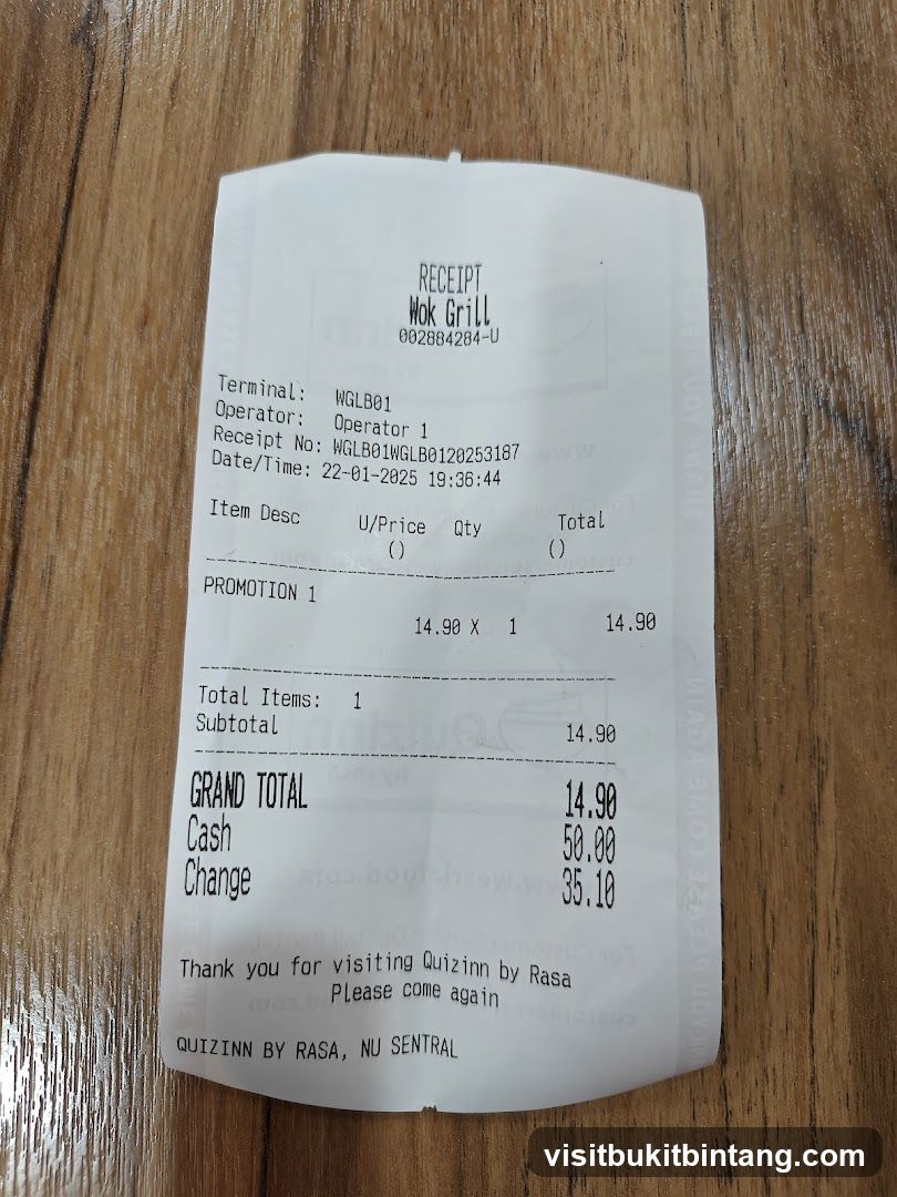 Wok Grill Receipt