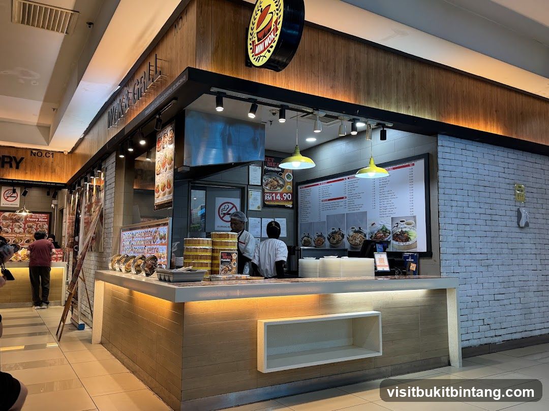 Food stall counter with menu