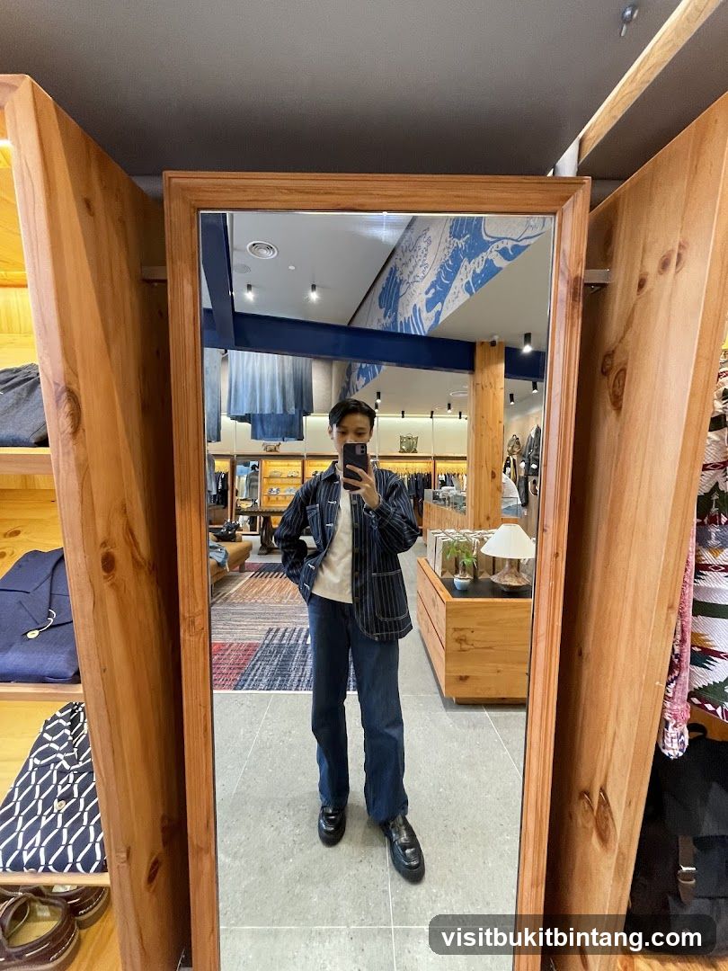 Man Taking Mirror Selfie in Clothing Store