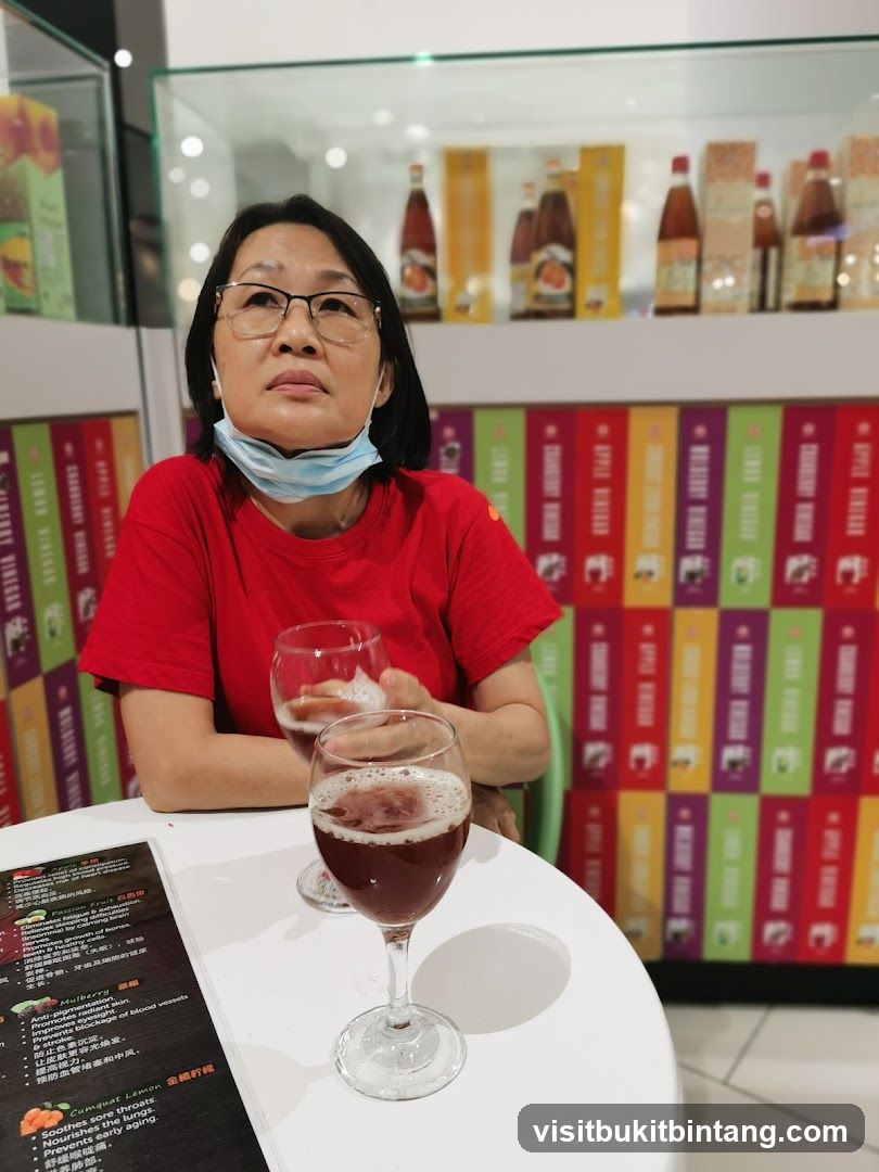 Woman with drinks at a table
