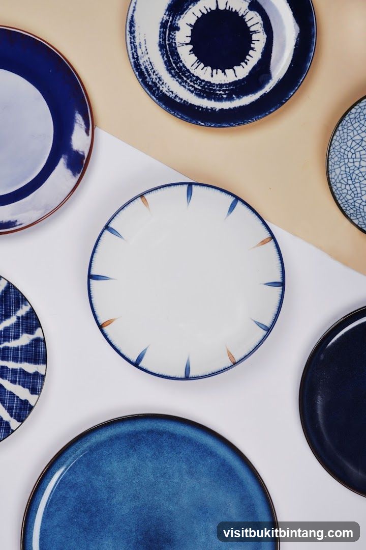 Assortment of Blue and White Ceramic Plates