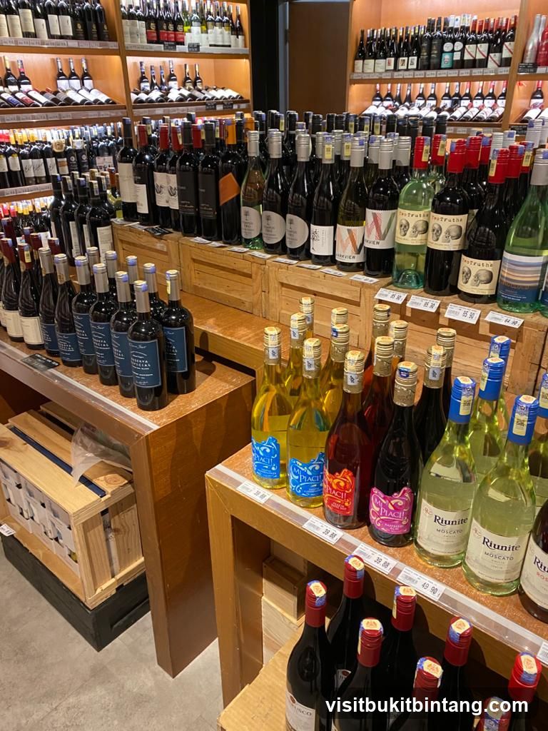Wine bottles on display