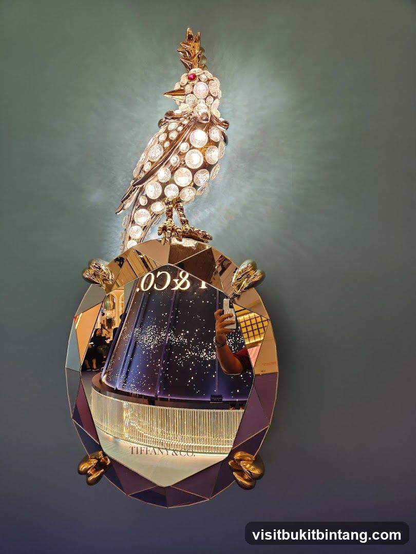 Jeweled Bird Sculpture and Mirror