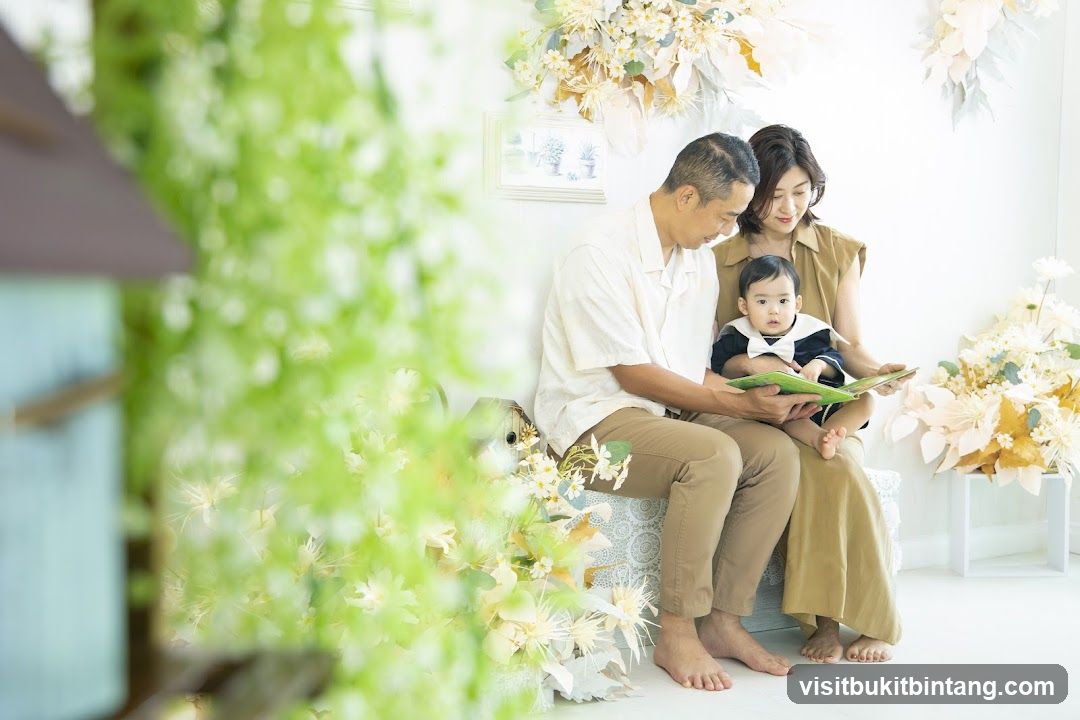 Family reading a book