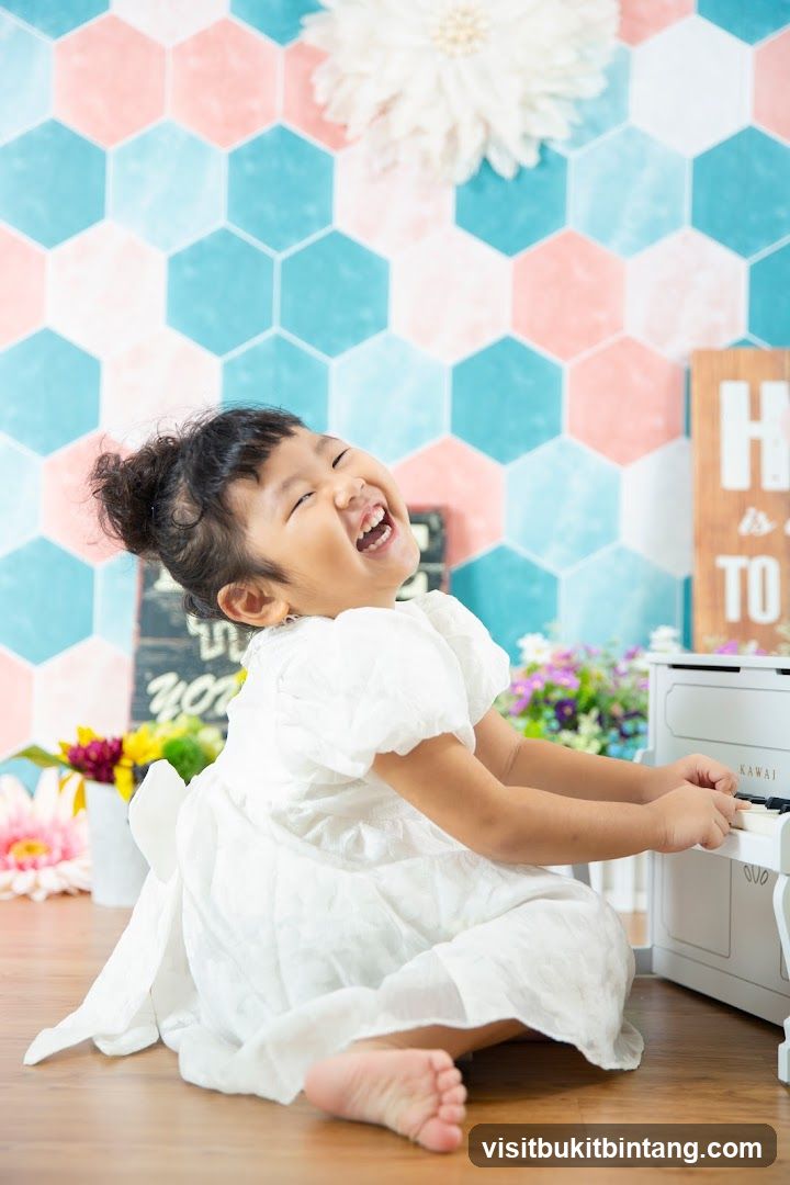 Child playing a toy piano