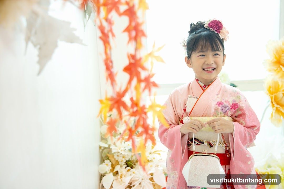 Young Girl in Traditional Japanese Kimono