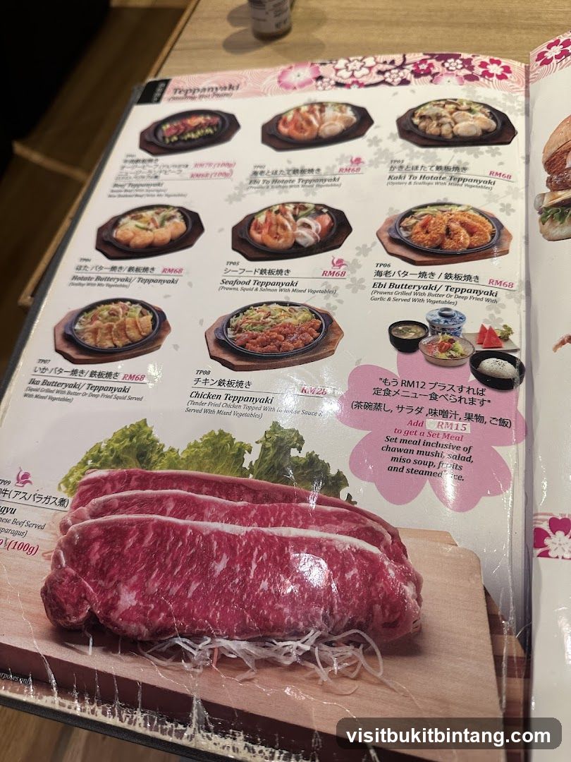 Teppanyaki Menu